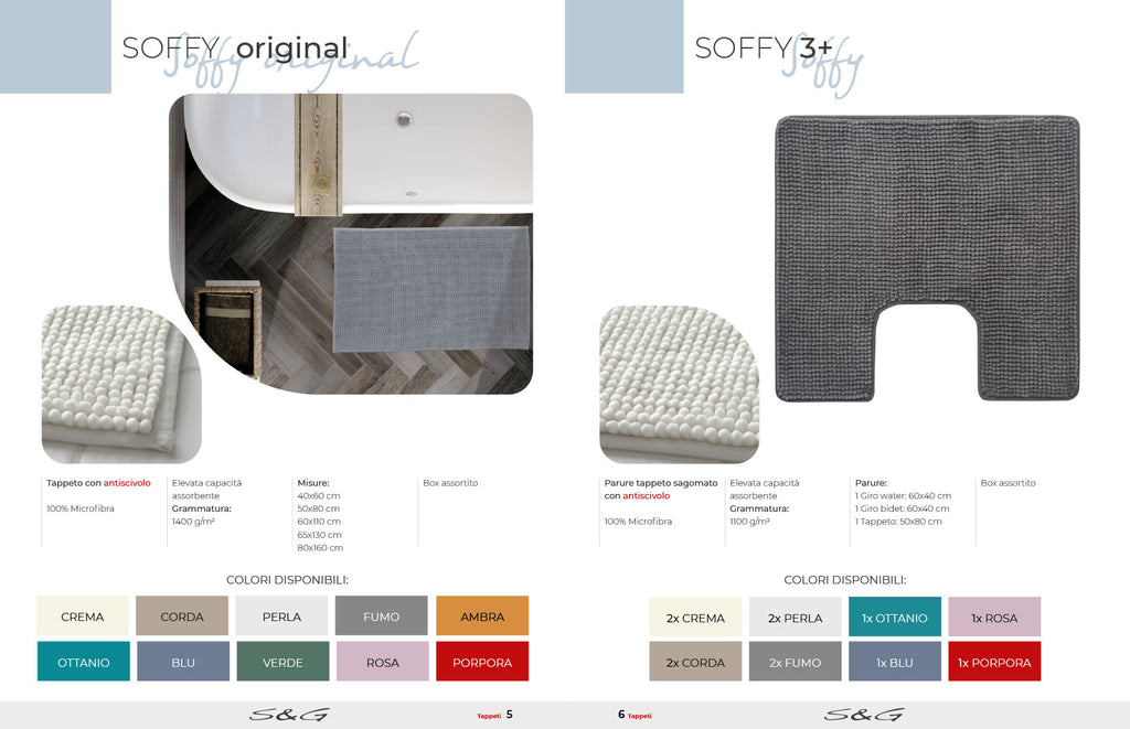 Soffy  tappeto bagno cm. 60x110  colori assortiti  100% microfibra antiscivolo