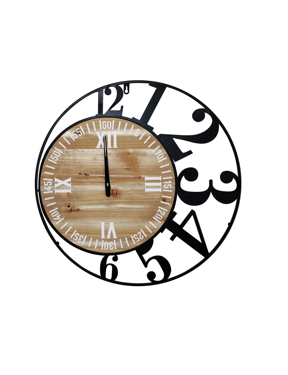 Orologio industrial number metallo legno Brandani cm. 60