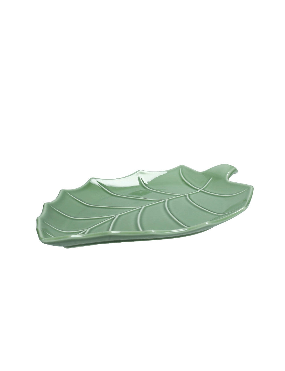 Vassoio foglia pioppo verde porcellana Brandani