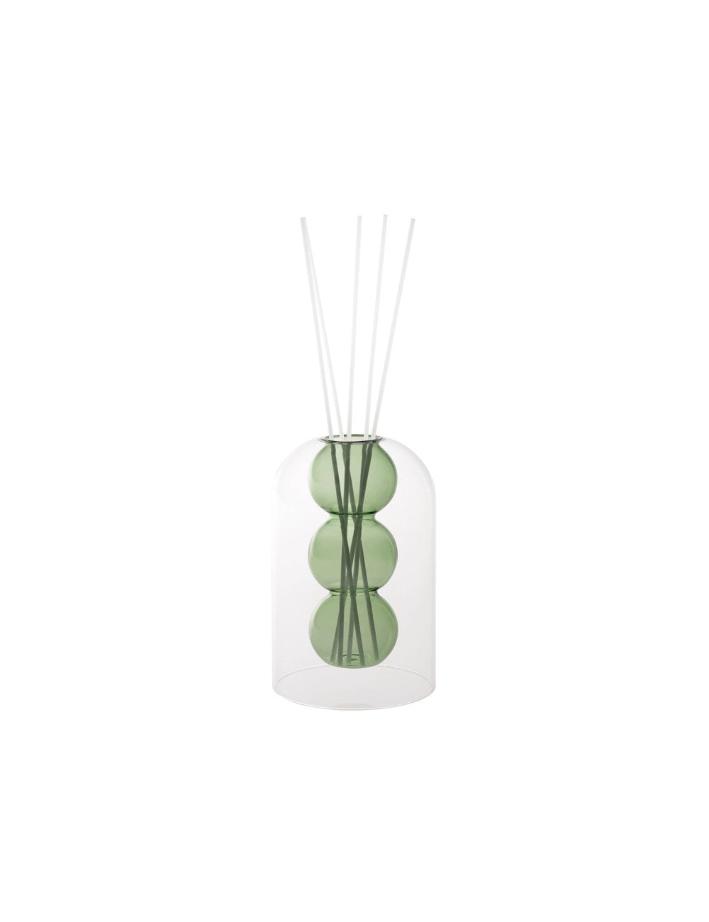 Diffusore di fragranza bubble verde vetro con bastoncini fiber wood cm. 11x17,5h<br /> Brandani