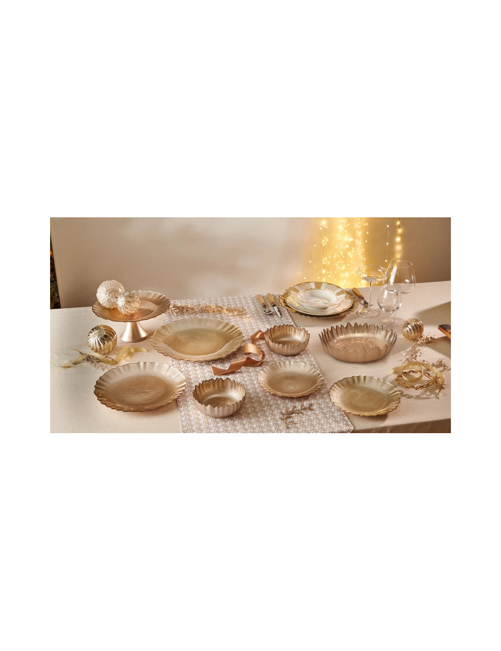 Piatto Lurex champagne cm. 28 vetro Brandani