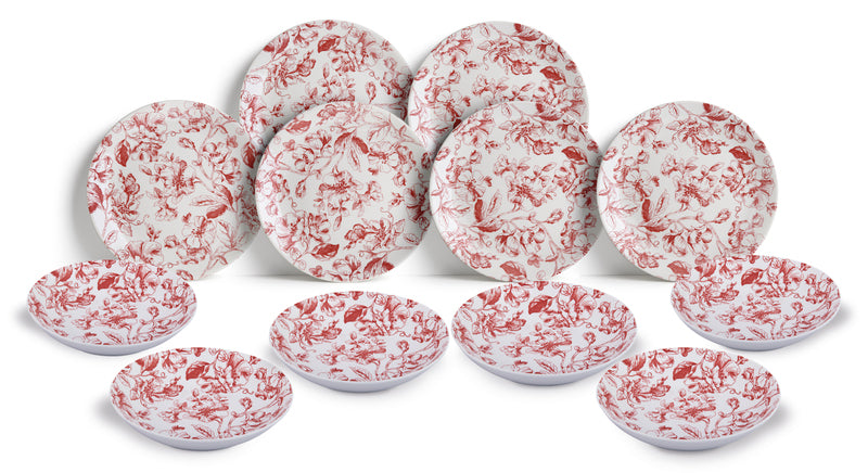 Servizio piatti 12 pz Fleur Bordeaux mise