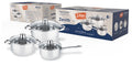 Batteria pentole inox 6 pezzi cm. 16/1/22 con coperchio vetro