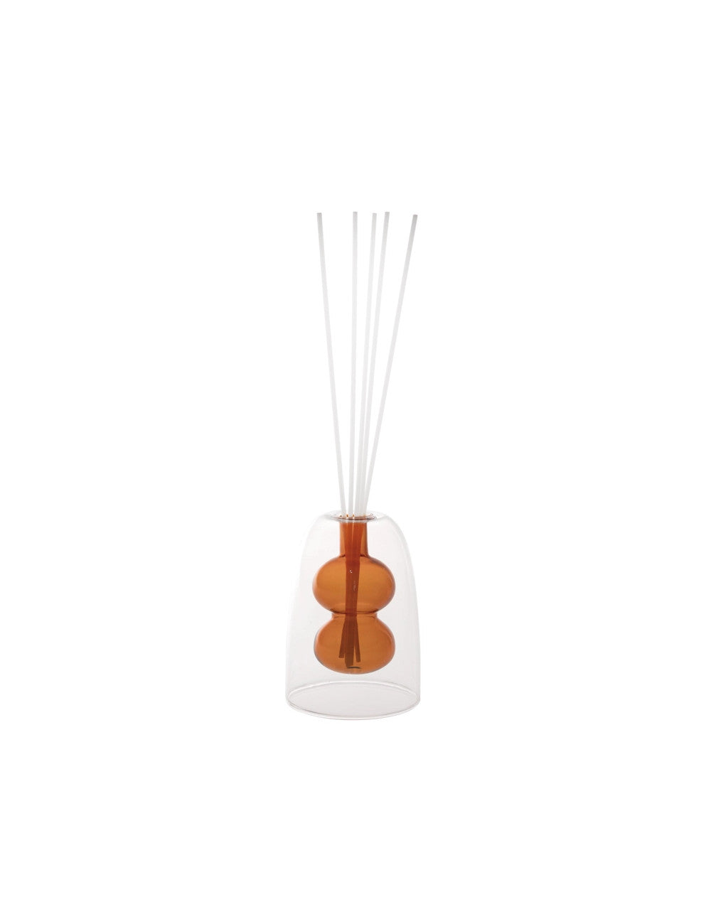 Diffusore di fragranza mini Bubble ambra vetro con bastoncini fibra wood cm.d8,5x12,5h Brandani