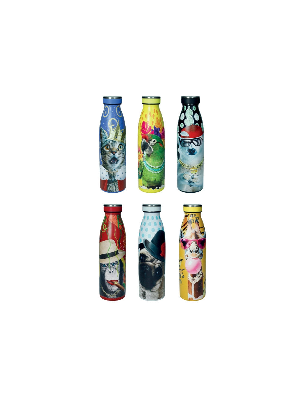 Bottiglia Termica Funny zoo 500 ML con chiusura soggetti assortiti inox  6,5x23,5h
