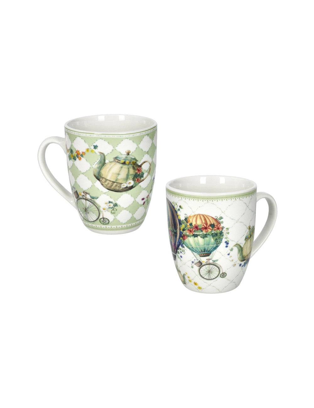 Mug Wonderland decoro Mongolfiera set 2 pezzi Porcellana BRandani misure 350 ML  cm. 9x10h