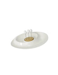 Antipastiera Andromeda in porcellana con 3 forchettine inox Brandani cm.31x22,5