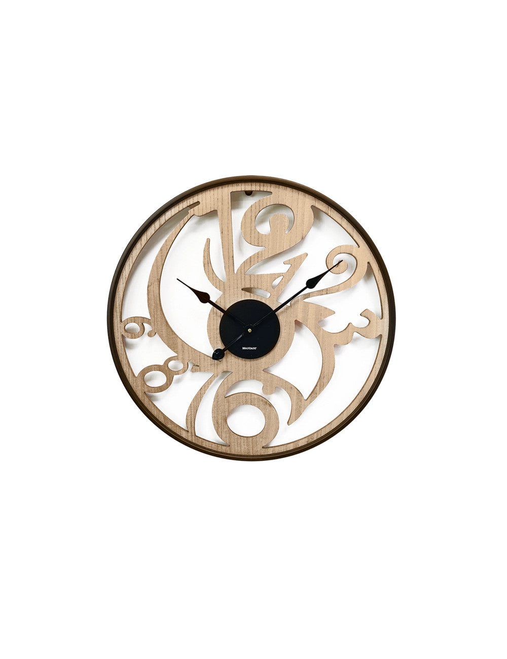 Orologio da parete Avalon metallo e legno cm. d60 movimento a batteria AA Brandani