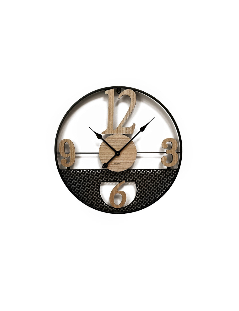 Orologio da parete Vienna in metallo e legno cm. d90 meccanismo a batteria AA Brandani