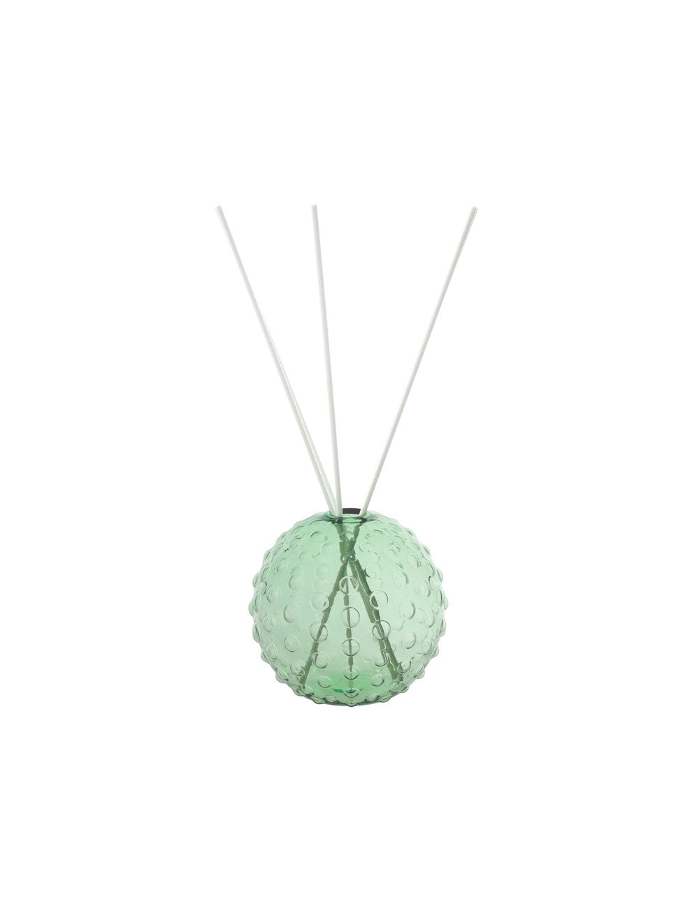 Diffusore di fragranze palla verde in vetro con bastoncini in fibra wood cm. 12x11,5h<br /> Brandani