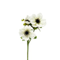 Anemone 3 fiori bianco in plastica e poliestere h.56cm
