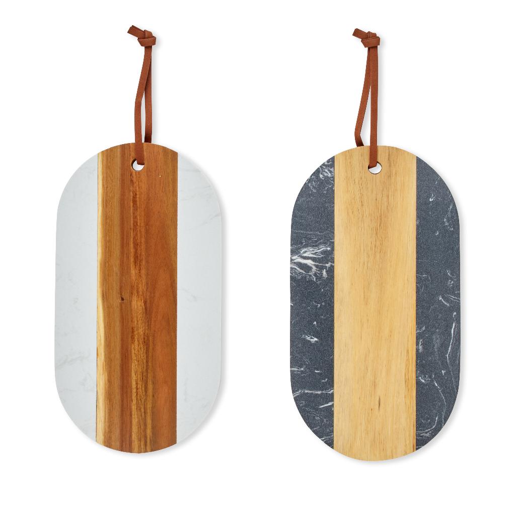 Tagliere in marmo e legno 33.5x18xh.1.3 cm colori assortiti in confezione termoretratta