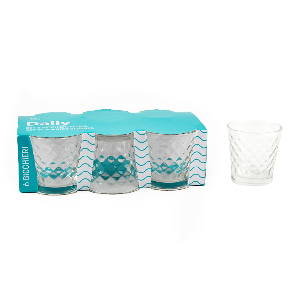 Bicchieri 6 pz. Cristal in vetro trasparente d. Cm 8,5 x h 8,5 ml 280 in cartonetta regalo