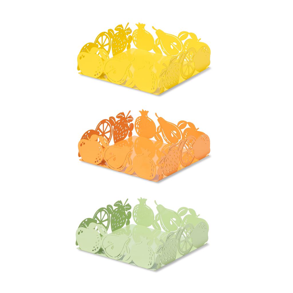 Portatovaglioli in metallo decorato 17x17xh.6 cm colori assortiti<br />
