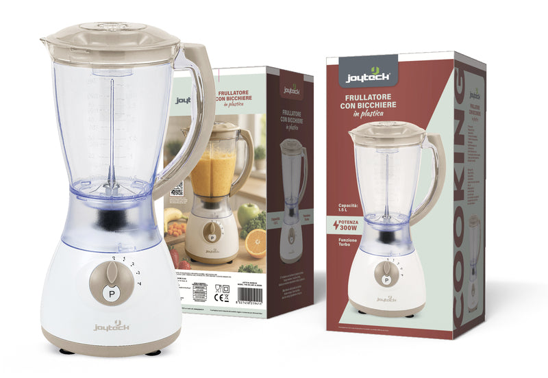 Frullatore con Bicchiere plastica 1,5L  300W colore Mandorla Joyteck