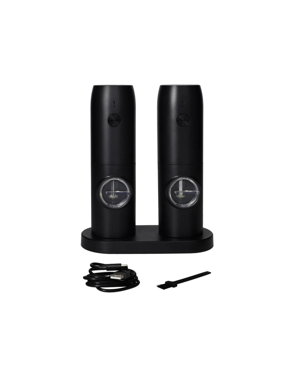 Macina sale e pepe elettrico ricaricabile con supporto set 2pz abs cm. 16,5x20h Brandani