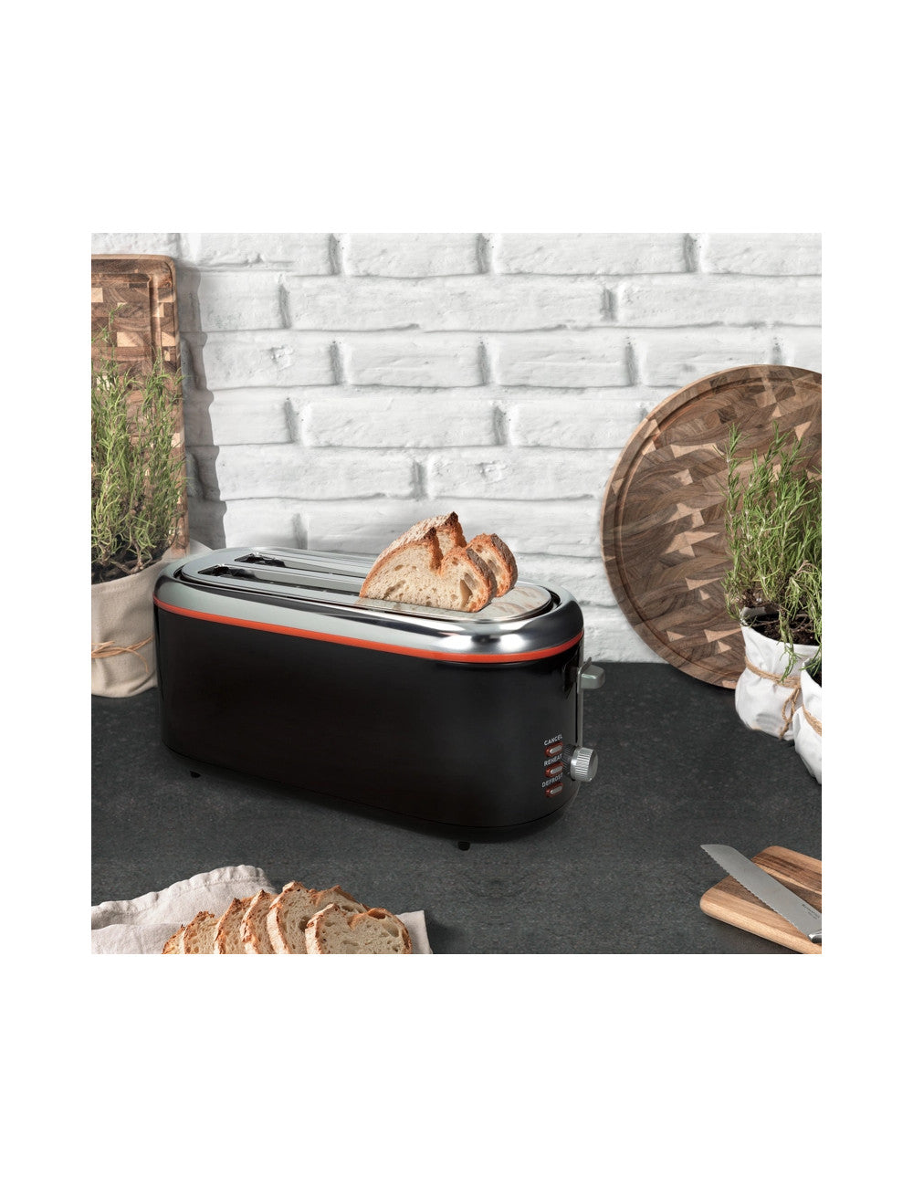Tostapane fetta lunga doppio slot metal e inox cm.38x16x18h Brandani