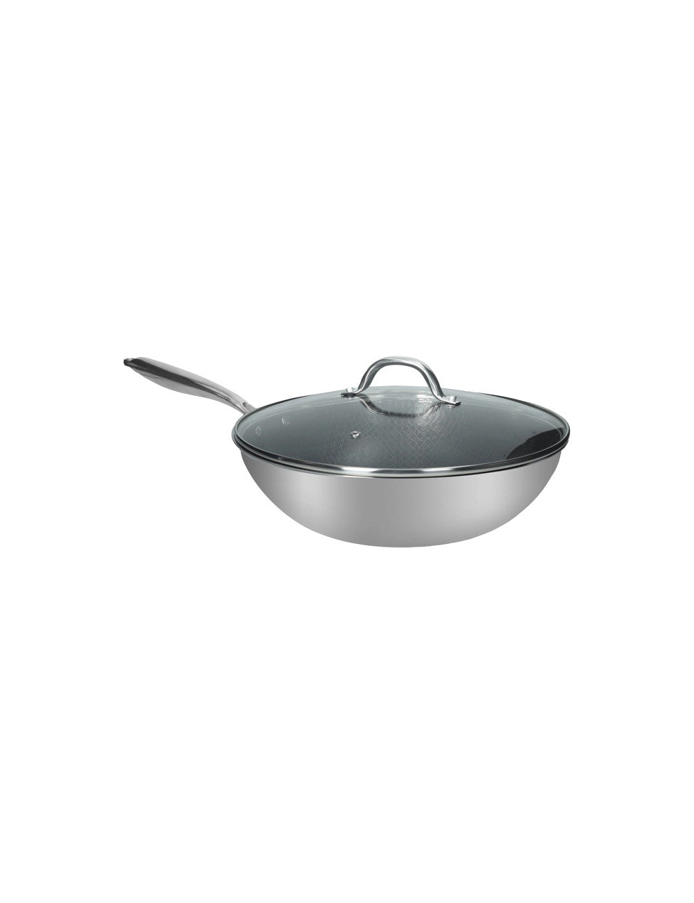 Wok cuoricini inox 3ply con coperchio in vetro cm. D32 Brandani