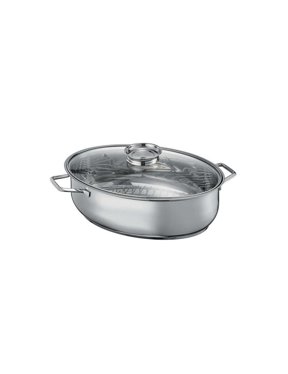 Cuoci arrosti executive inox e alluminio con coperchio vetro cm.40x29x18 Brandani