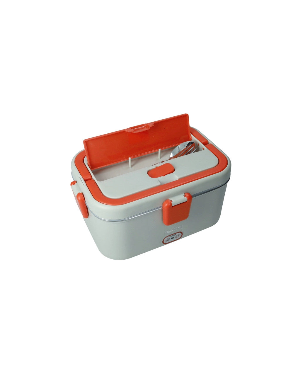 Lunch box termica grigia e rossa con posate e borsa contenitore inox pp cm.24x17x10,5h Brandani