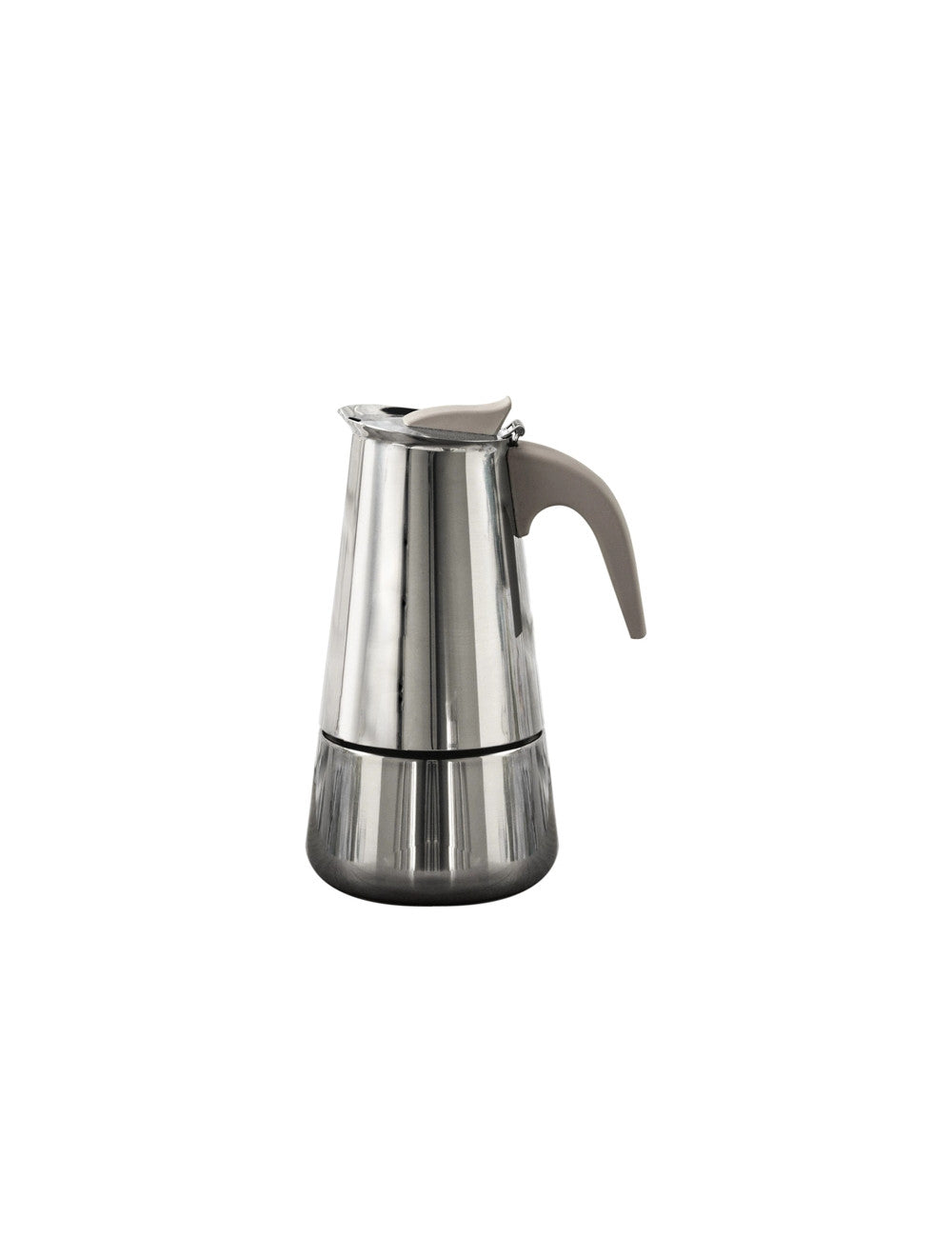 Caffettiera borbottina 4 tazze induzione inox manico soft touch tortora cm. 12x8x17h Brandani