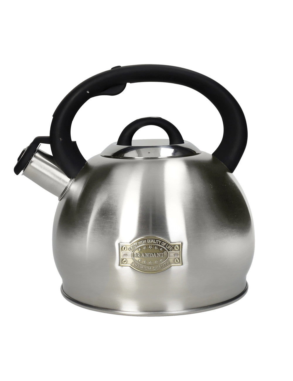 Bollitore inox con manico soft touch nero 2,7 lt  cm.21,5x20,5x21h Brandani