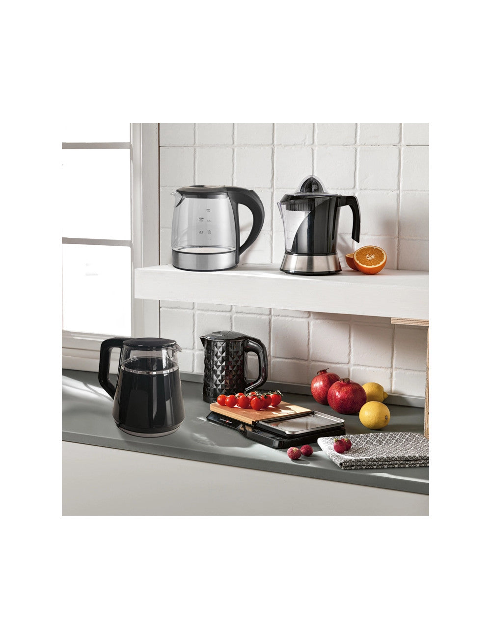 Bollitore elettrico techno collection 1,2 lt inox/vetro/pp cm. 20x14x21h Brandani