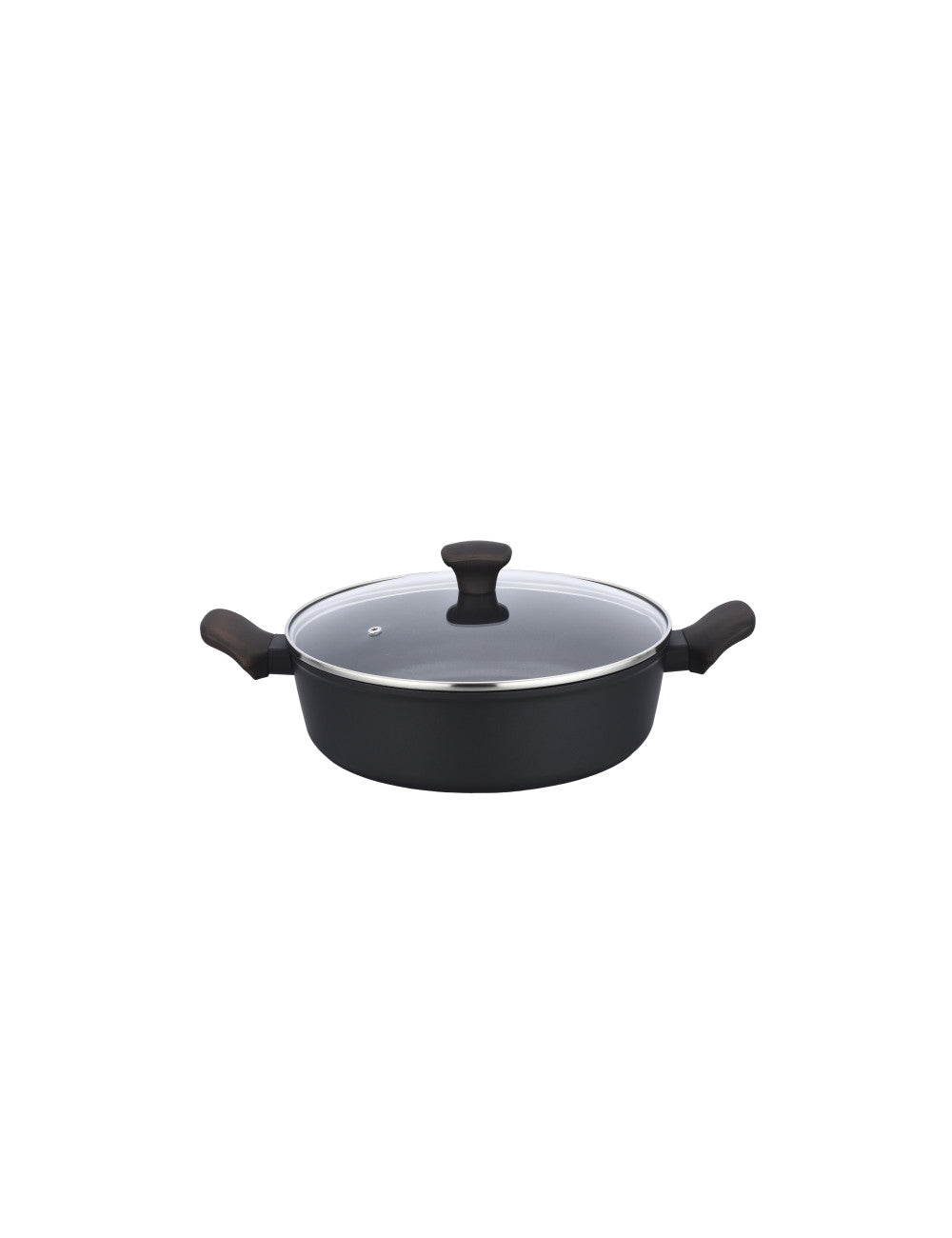 Casseruola bassa shuttle forgiata nera con rivest antiad ilag xeradur ceramica/all/bachelite c/cop vet cm. 24x7h Nickel Free Brandani