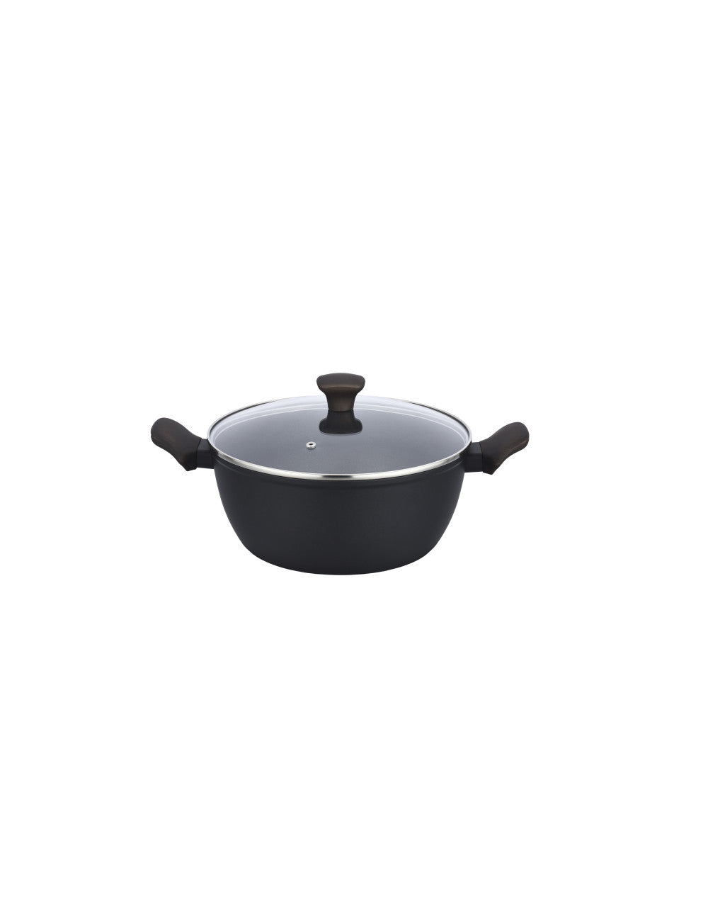 Casseruola shuttle forgiata nera con rivestimento antiad ilag xeradur cer/al/bachelite con coperchio in vetro cm.20x9h  Nickel Free Brandani