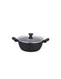 Casseruola shuttle forgiata nera con rivestimento antiad ilag xeradur cer/al/bachelite con coperchio in vetro cm.24x10h  Nickel Free Brandani