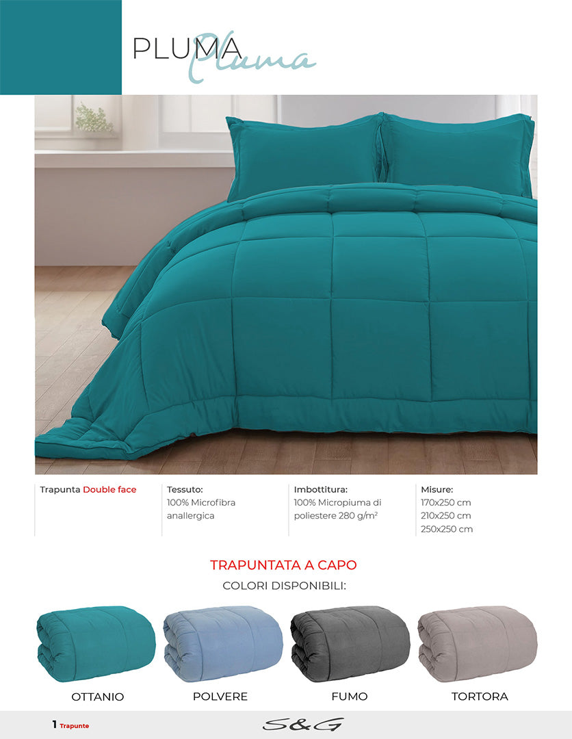 Pluma trapunta matrimoniale cm. 250x250 tessuto in microfibra - micropiuma 280 g/m