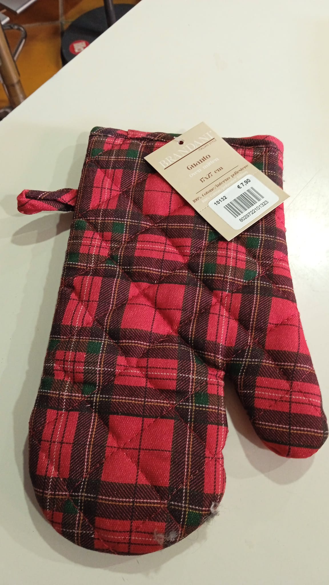 Guantone Natalizio cm.17x27 in 100% cotone Brandani decoro tartan