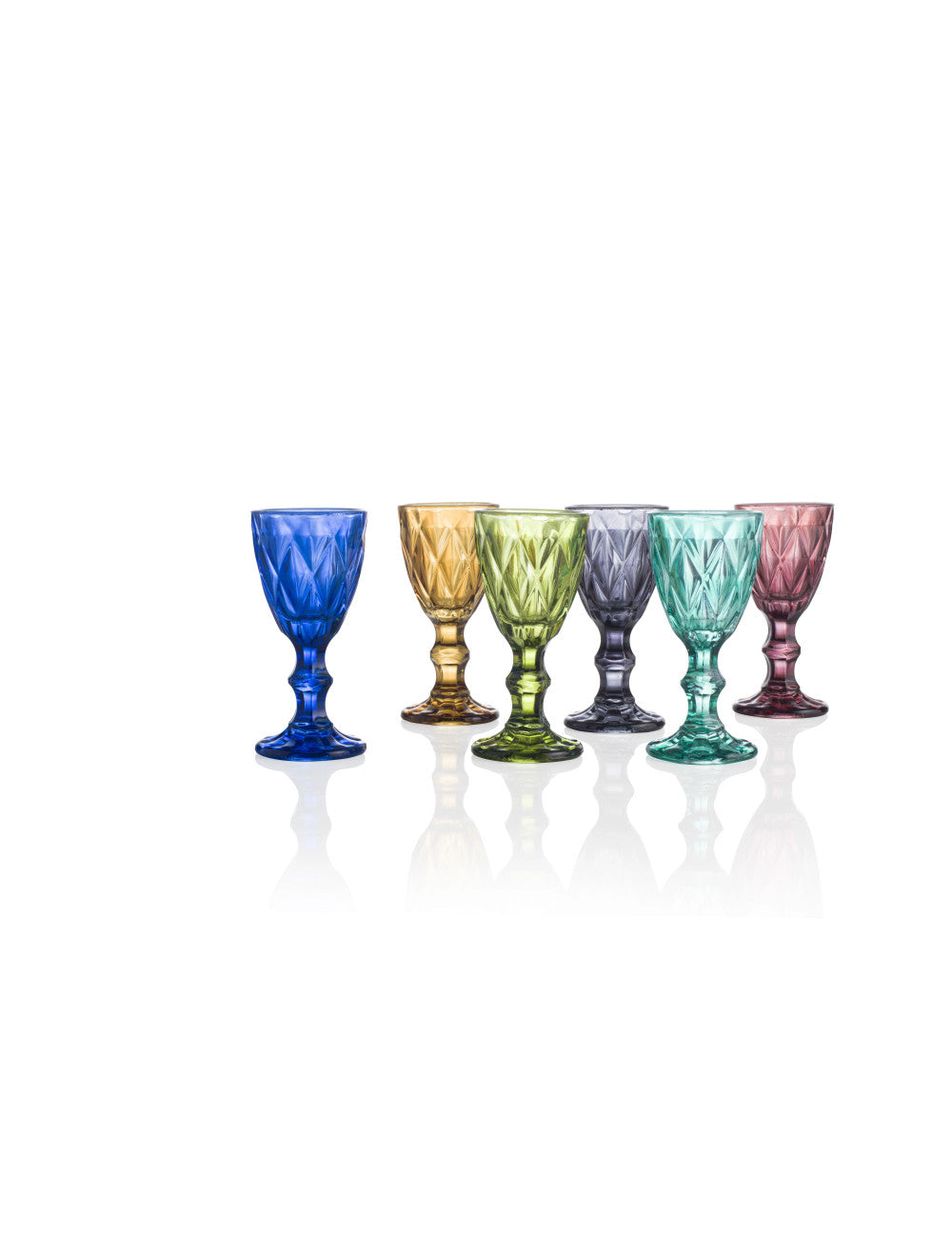 Liquorino diamante colori assortiti set 6 pezzi vetro cl.5 cm. 5x10,5h Brandani