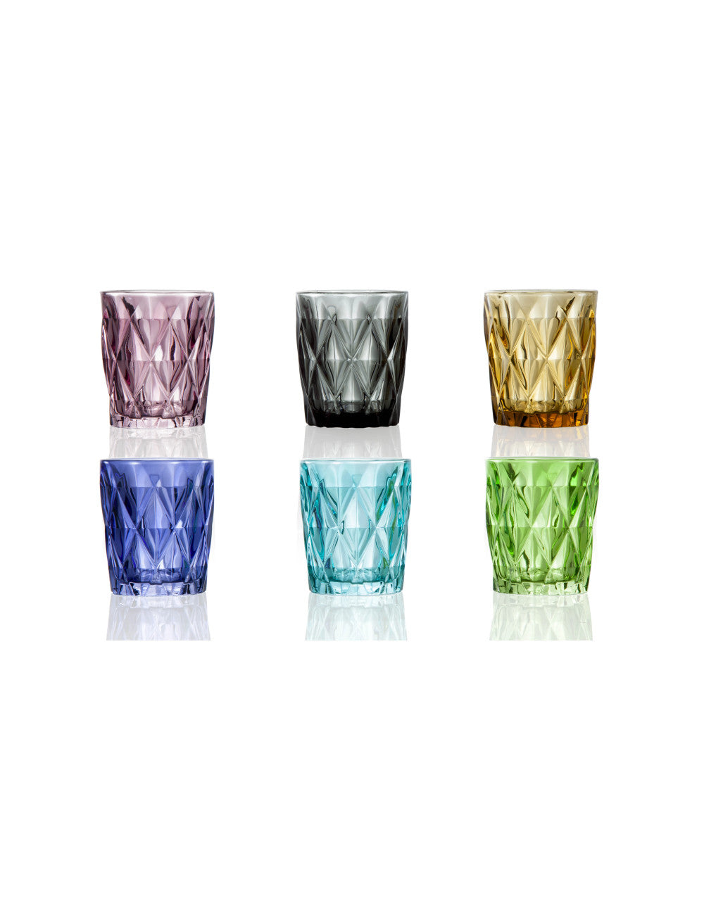 Bicchiere diamante colori assortiti set 6pz vetro cl. 27 cm. 8x9,5h Brandani