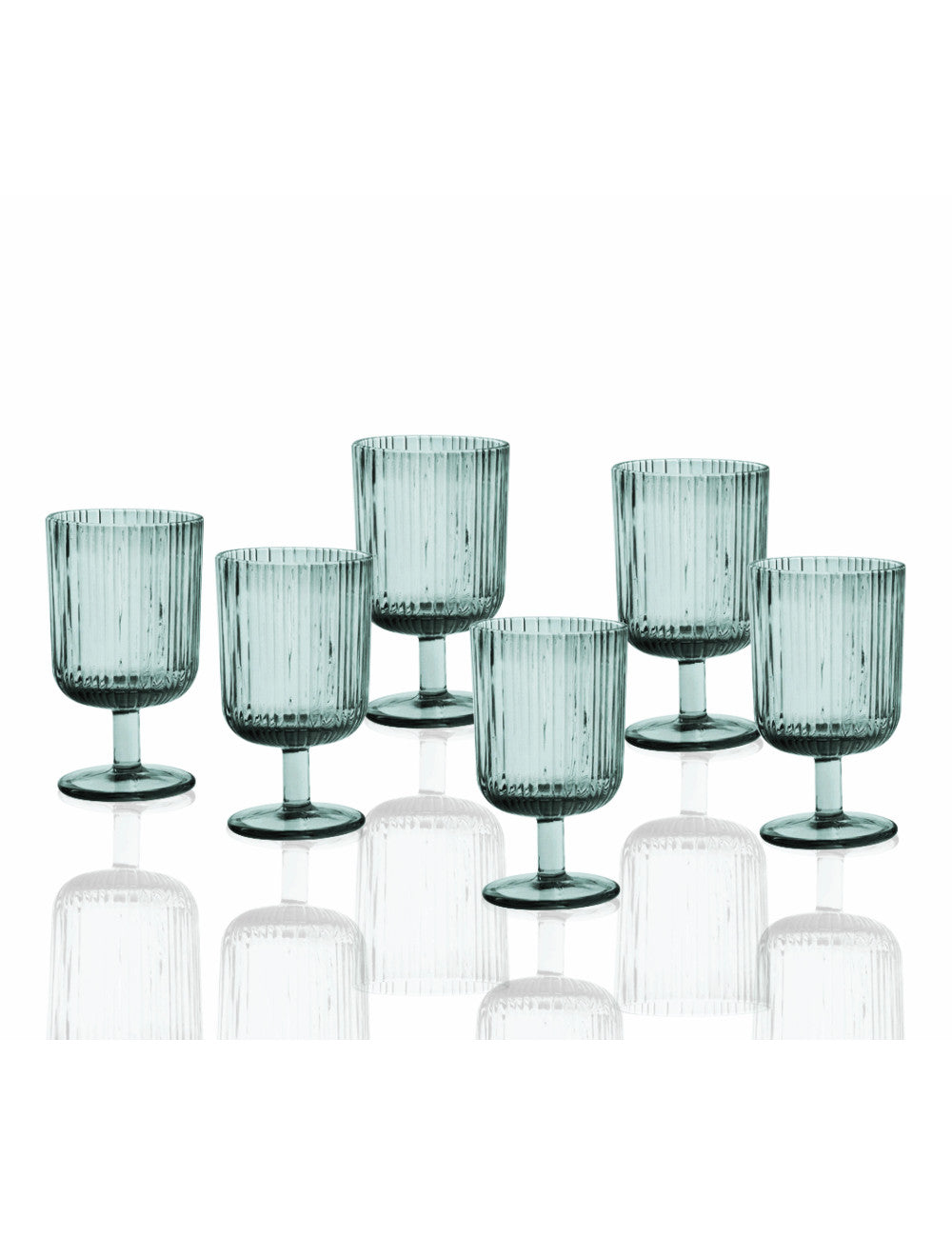 Calice plisse turchese set 6 pz vetro cl. 25 cm.8x14h   Brandani
