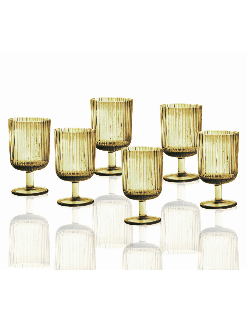 Calice plisse ambra set 6 pz vetro cl.25 cm. 8x14h Brandani