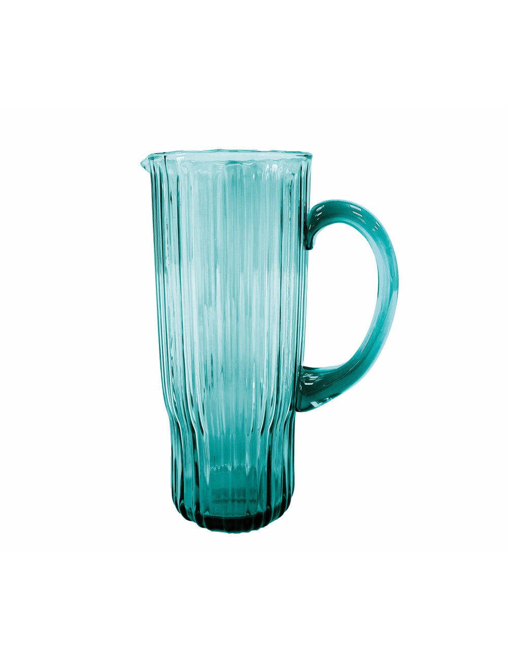 Caraffa plisse turchese vetro 1 lt cm. 9,5x15,5x22,5h Brandani