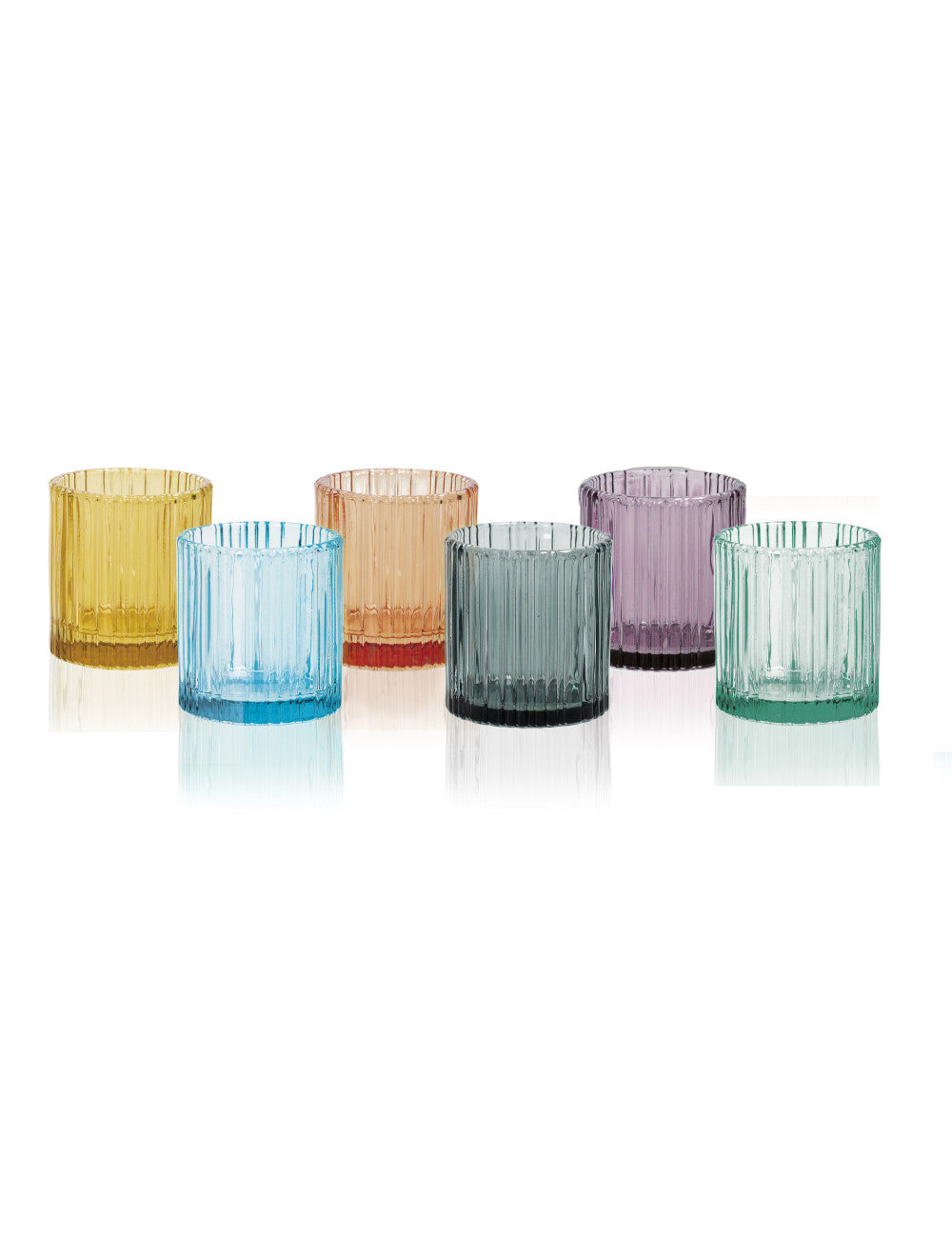 Bicchiere shot plisse set 6 pz colori assortiti vetro 7cl. Cm.5x5,5h Brandani