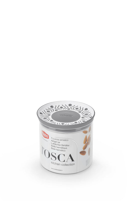 Barattolo ermetico tondo Tosca LT 0,7 stone Grey-Bianco