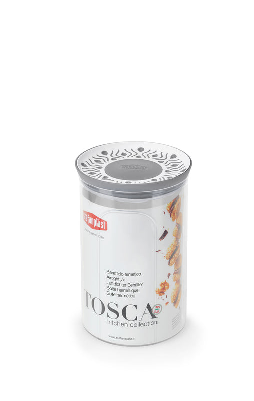 Barattolo ermetico tondo Tosca LT 1,2 stone Grey - Bianco Stefanplast