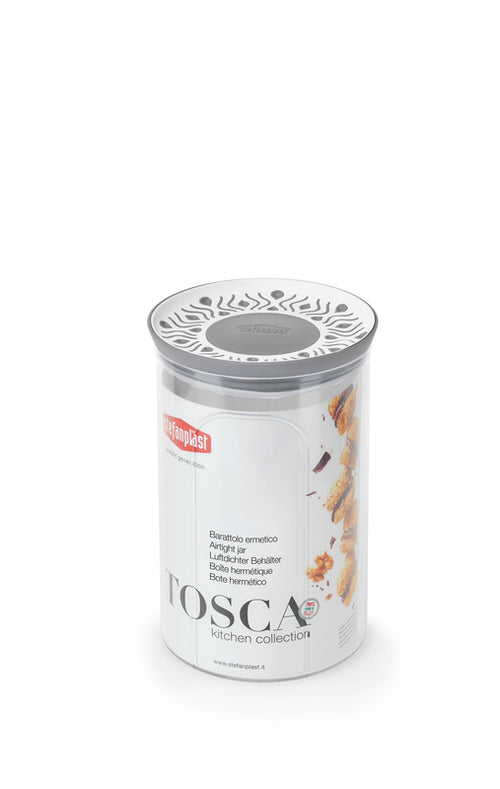 Barattolo ermetico tondo Tosca LT 1,2 stone Grey - Bianco Stefanplast