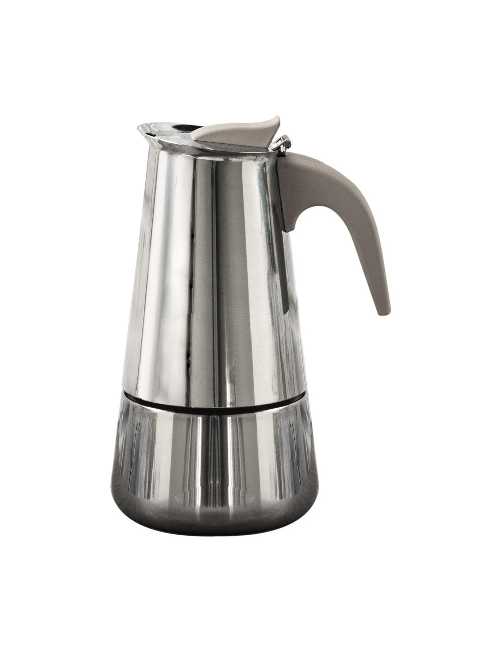 Caffettiera borbottina 6 tazze induzione inox manico soft touch tortora cm. 13x10x20h Brandani