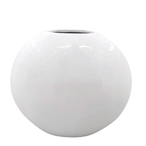 Vaso schiacciato in ceramica bianco cm.32