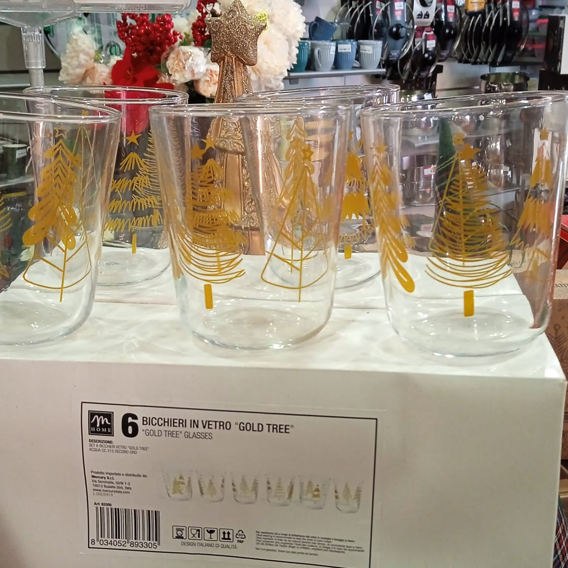 Set 6 bicchieri vetro gold tree acqua cc 315
