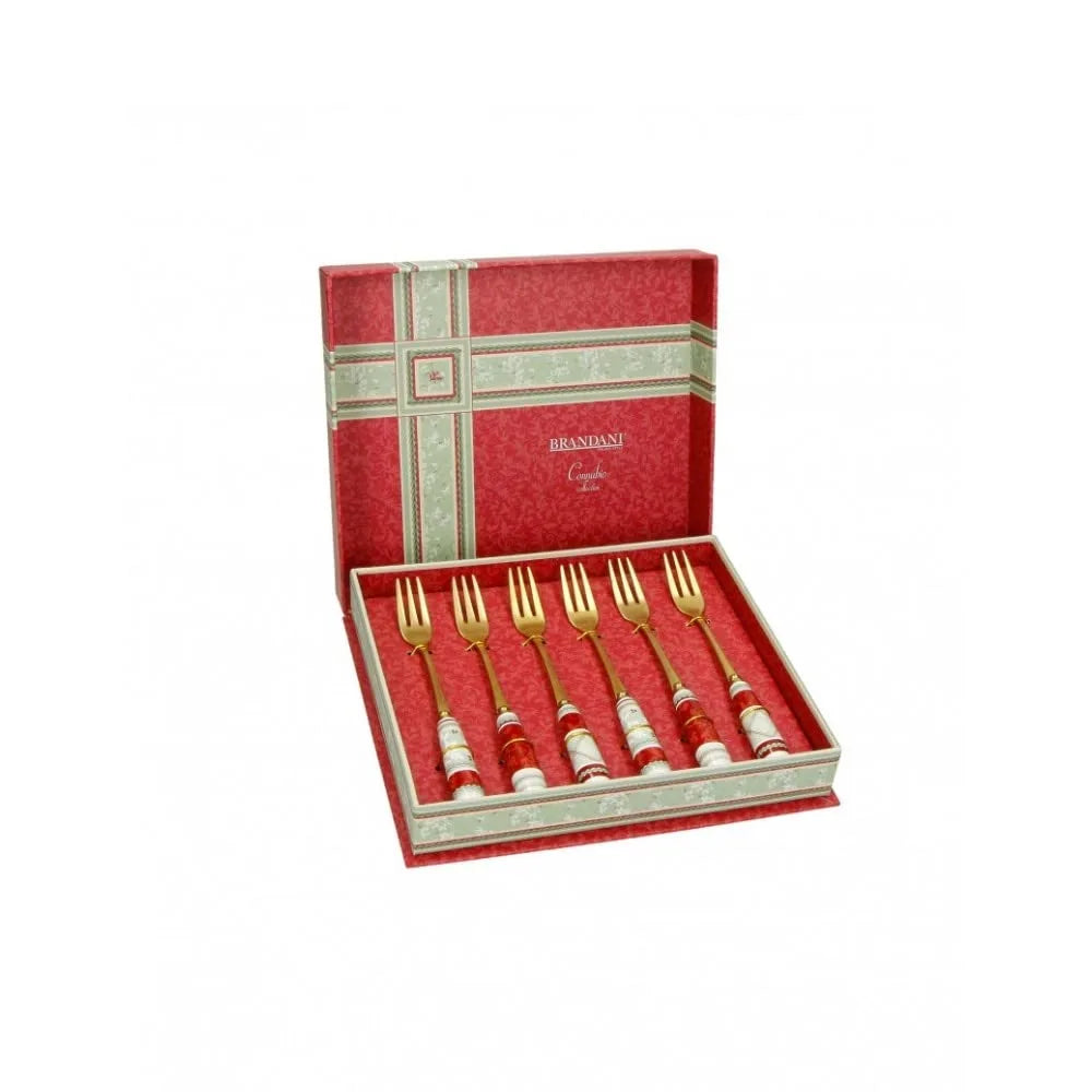 Forchettina connubio old gold set 6 pz inox ceramica cm.15,5 Brandani