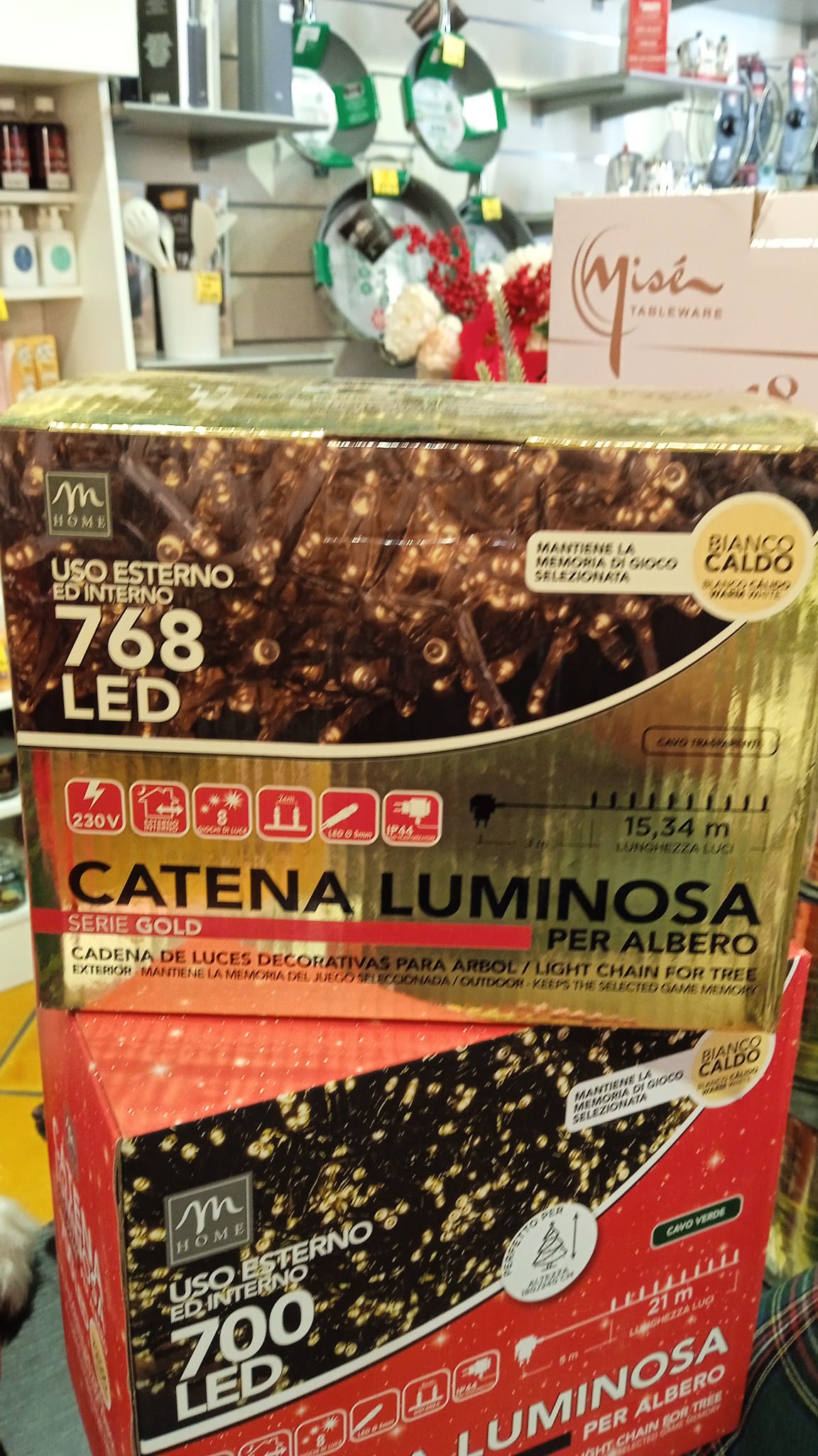 Filo 768 minilucciole da esterno colore bianco caldo con 8 giochi luci